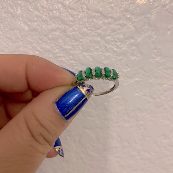 925 silver simulated emerald cubic zirconia ring - Picture 5 of 6